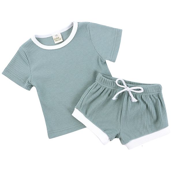 

clothing sets baby boy girl set clothes infant toddler summer t shirt shorts pants kids suit 2 pcs plain cotton casual outfits for 6m-4y 23, White