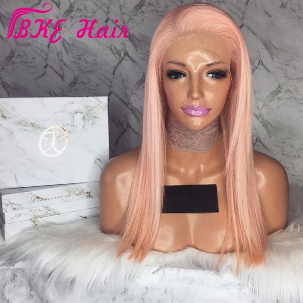 

straight side part wig for women pink color hair heat resistant synthetic lace front wigs cosplay party2815, Black