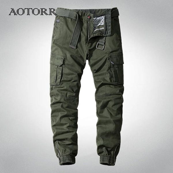

pants men cargo pants military tactical jogging casual trousers man multipocket streetwear male new fashion solid slim fit long pants, Black