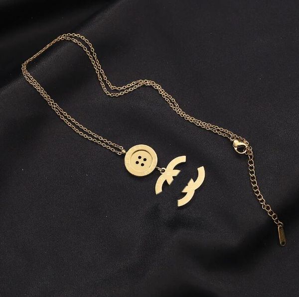 

designer 18k gold plated pendant necklaces for women fashion button letter necklace highly quality choker jewelry accessories girls gift, Silver