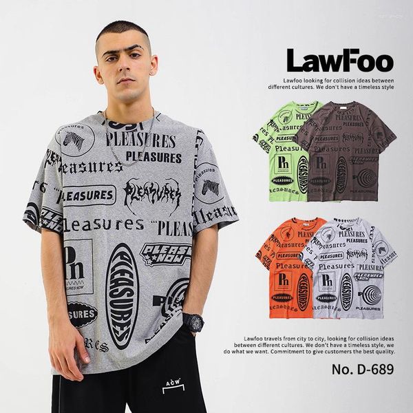 

men's t lawfoo wear 2023 spring and summer style europe america brand covered with printed letter, White;black