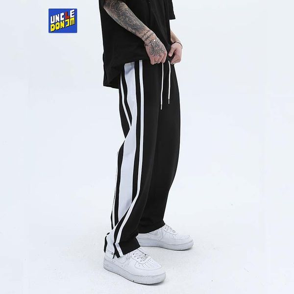 

pants side stripe sweatpants men track pants joggers men urban streetwear hip hop pants vintage harem pants men, Black