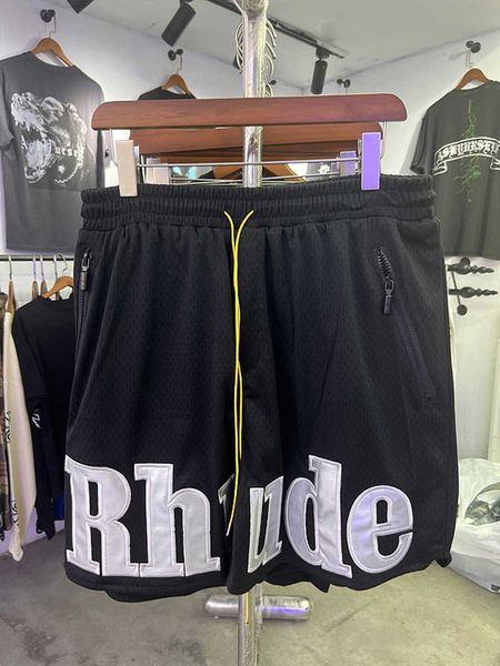 

designer clothing rhude american street patch embroidered mesh basketball pants trend brand summer loose breathable casual shorts couples jo, White;black