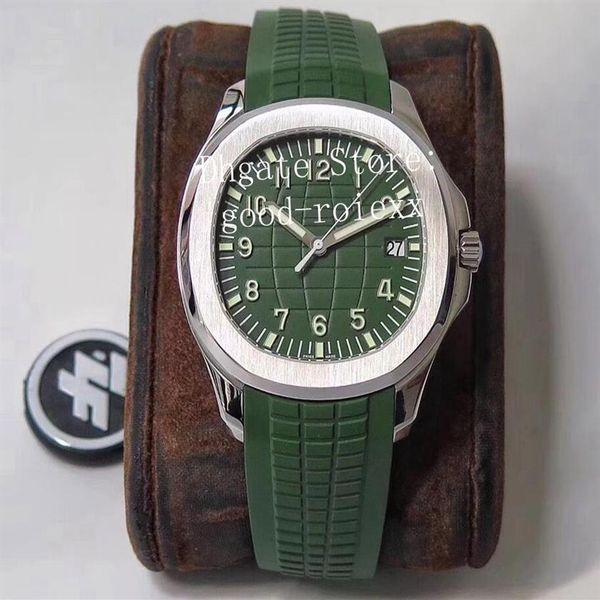 

4 colour watches for men 40mm watch automatic cal 324 sc green gray blue dial 5167 eta rubber strap zf factory men's wristwat229j, Slivery;brown