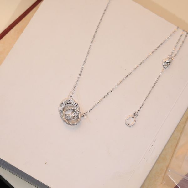 

luxury fashion necklace designer jewelry party carti double rings pendant necklaces women carti dress long chain jewellery gift8umc, Silver