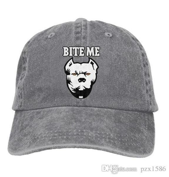 

pzx baseball cap for men and women bite me pitbull mens cotton adjustable jeans cap hat optional7941103, Blue;gray