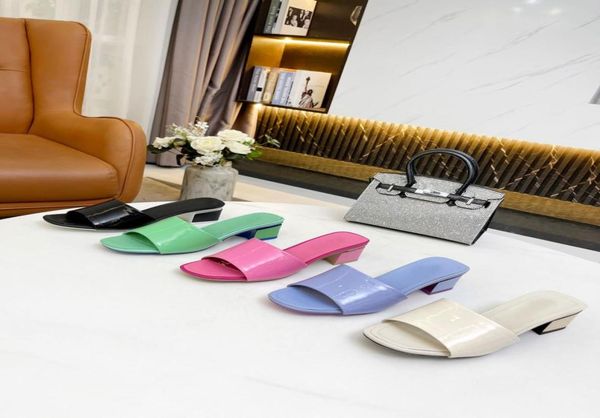 

mules patent calfskin dark beige purple black green women sandals summer beach slippers designer luxury slides outdoor lady shoes 3728838