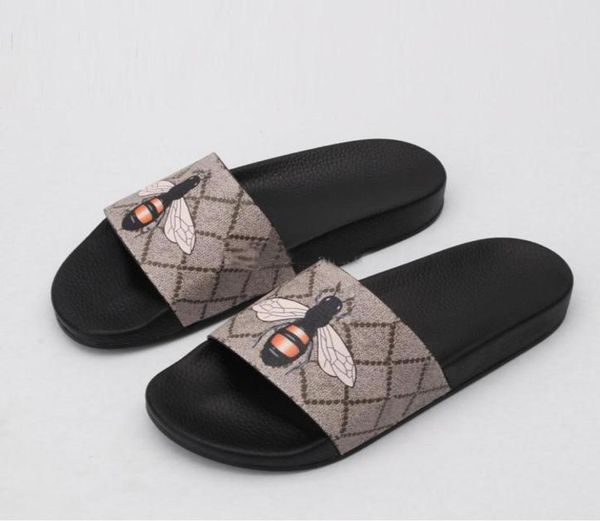 

mens designers slides womens slippers fashion luxurys floral slipper leather rubber flats sandals summer beach shoes loafers gear 4475884, Black