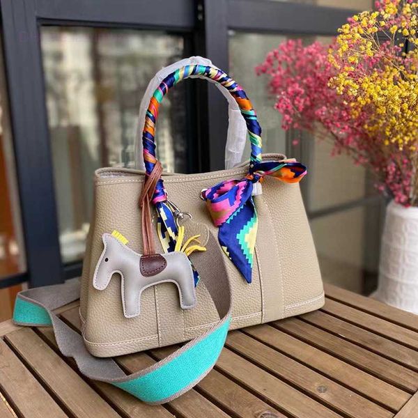 

designer herbag garden party evening 2023 new garden tote genuine leather women's bag litchi pattern head layer cowhide fashion handbag
