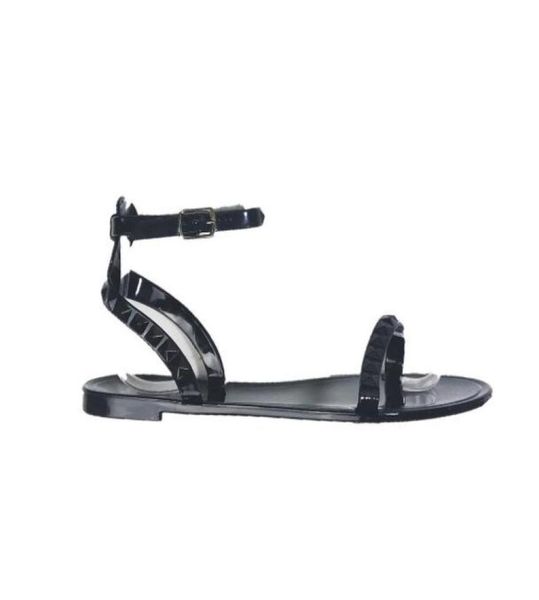 

europe and 2019 the united states new plastic chain beach shoes candy color jelly sandals chain flat bottomed out sandals3547949, Black