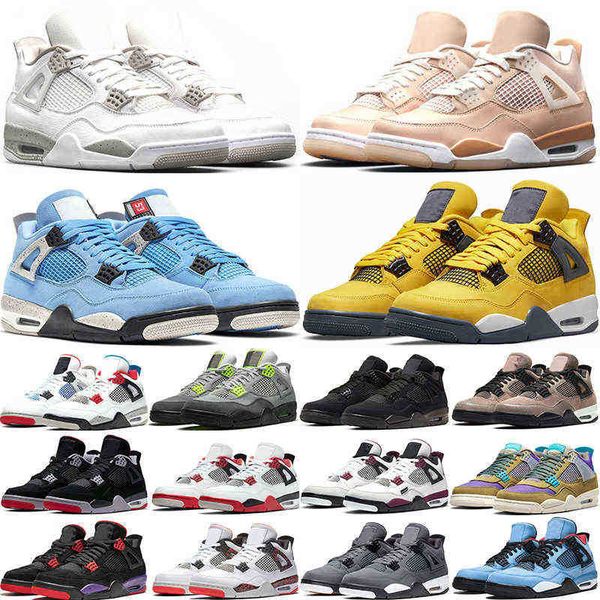 

jumpman 4s 4 lightning red thunder basketball shoes white oreo university blue bred desert moss black cat cool grey cement shimmer