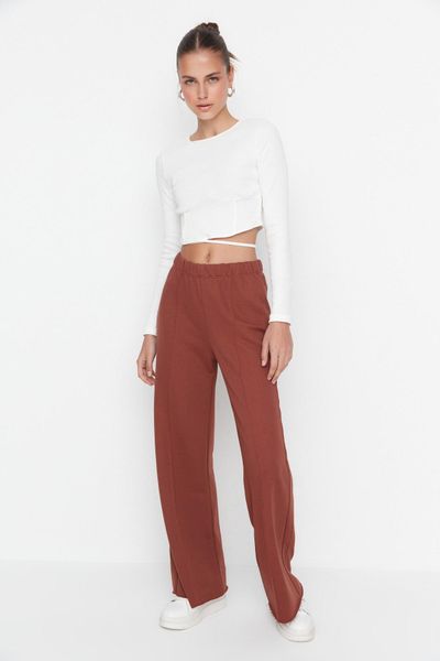 

pants wide leg ribbed thin knitted sweatpants twoaw23ea00054, Black