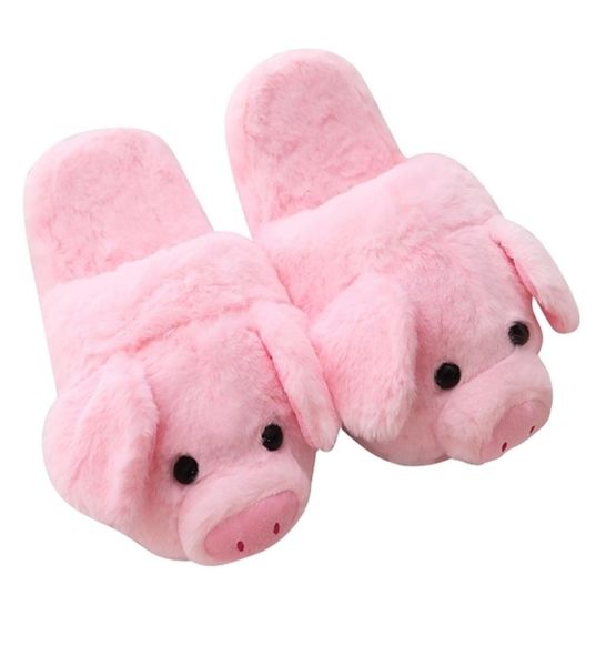 

millffy lovely women flip flop cute pig shape home floor soft stripe slippers female girls winter spring warm shoes y2010266450179, Black