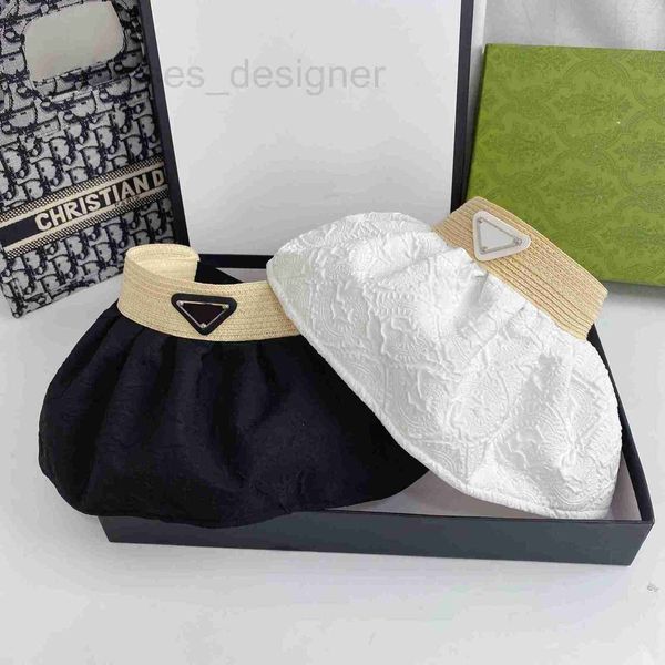

visors designer korean version versatile shell empty hat new triangular logo fashionable summer outing wide brim wrapped face sunshade and s, Blue;gray