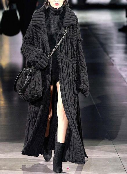 

sweaters echoine winter autumn knitted sweater cardigans women long knitted casual vintage loose sweater coat oversized sweater street, White;black