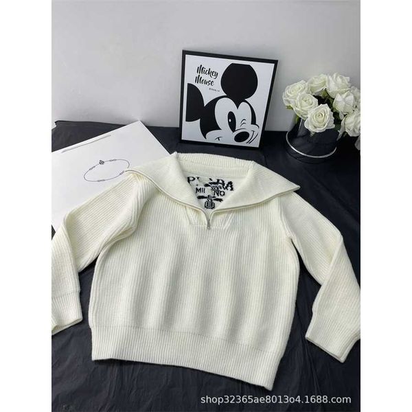 

family autumn/winter new sweater lapel fake two piece design school style reduced age sweet positioning letter jacquard, White;black