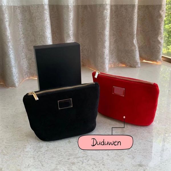 

fashion zipper velvet bags elegant c fashion beauty cosmetic case makeup organizer with gift box pretty storage bag for vip209p, Blue;pink