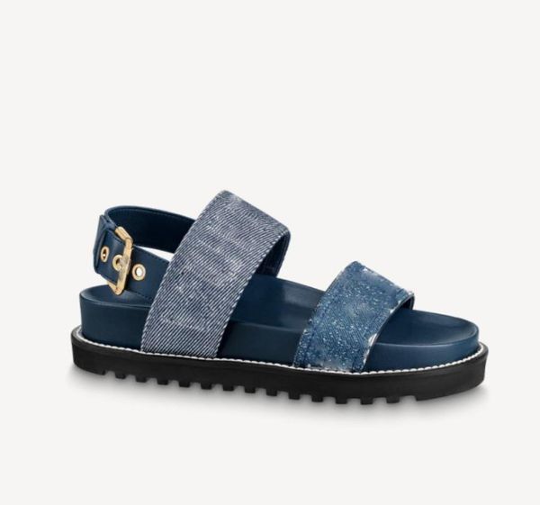 

2022 luxury designer woman paseo flat comfort sandals summery denim slippers slides flip flops2175954, Black