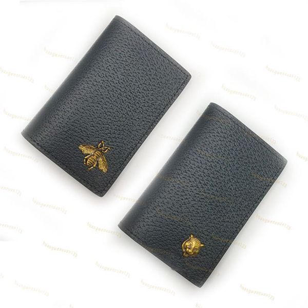 

men designers wallets bee card holder luxurys women tiger credit wallet original real leather money clip ultra-thin d173q, Red;black