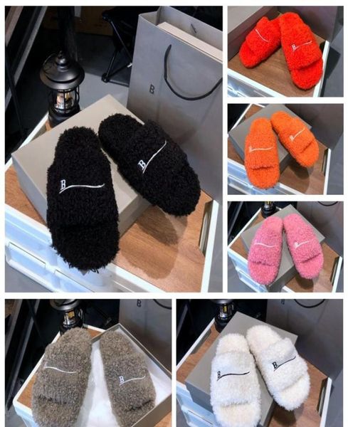 

designers luxurys slippers solid color plush letter design warmth slippers leisure temperament versatile indoor el wear warm th4960040, Black