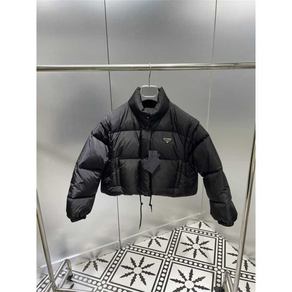 

30% off cotton new autumn winter bread short style fashionable and warm cotton detachable sleeves two piece design jacket, Black