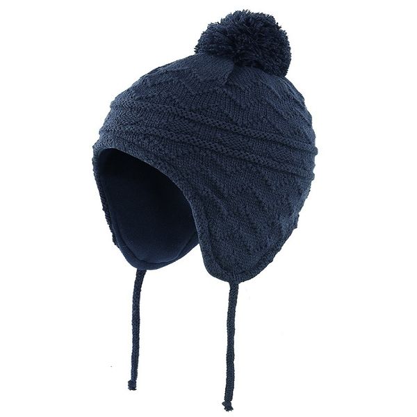 

beanieskull caps connectyle toddler infant boys girls winter skull cap fleece lined knitted kids hat with earflap hats with pompom 230421, Blue;gray