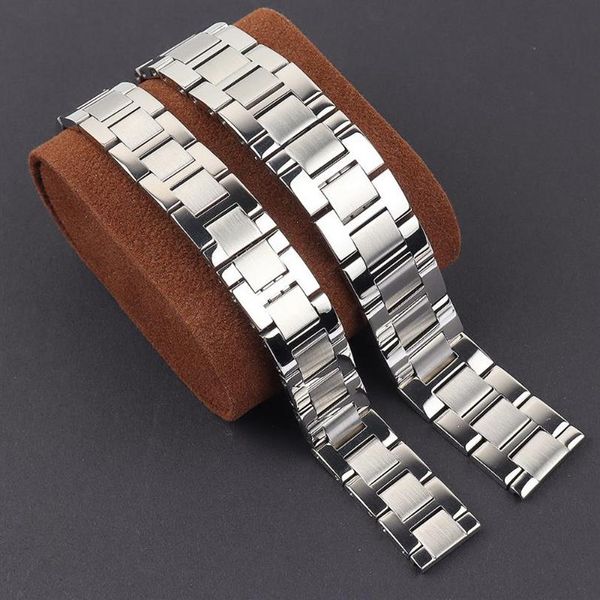 

steel watch band for tanke men's caliber 16 17 5mm 20 23mm stainless watchband butterfly buckle wristband silver bracelet ban3154, Black;brown