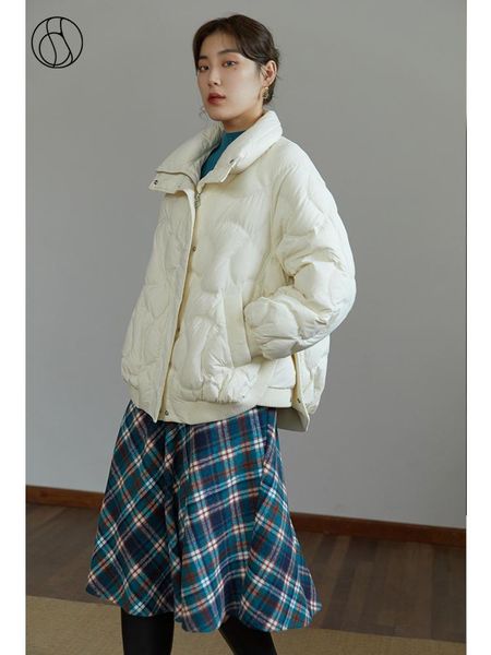 

parkas dushu women lightweight warm short black wown jacket white slim fashion design sense coat simple commuter zipper blue down coats