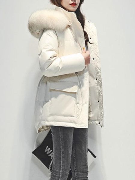 

leather women's winter jacket thick warm parka hooded casual oversize fur collor cotton padded parkas for women outwear female 2022, Black