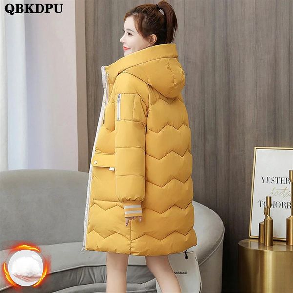 

leather oversized 4xl hooded midlength cotton padded coat women loose warm thicken parka fluffy overcoat snow wear korean solid outwear, Black