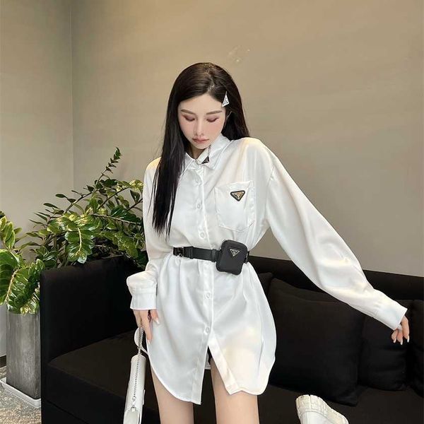 

26% off family spring/summer new fashion classic triangle casual loose versatile thin shirt (with waistpack), White