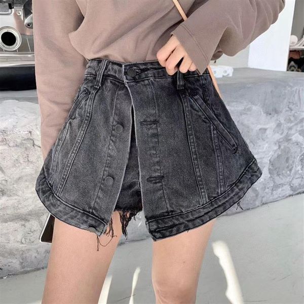 

luxury designer women mini dress denim shorts skirt fake two piece design skirts2088, Black