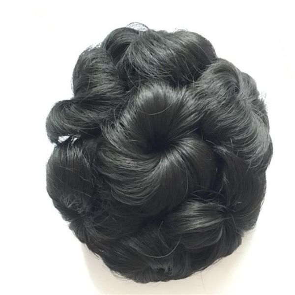 

clip in on synthetic hair flowers hair bun chignons320f, Black;brown