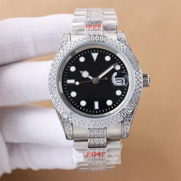 

diamond watch mens watch fully automatic mechanical watch sapphire stainless steel strap multiple colors available shinny wristwat299b, Slivery;brown