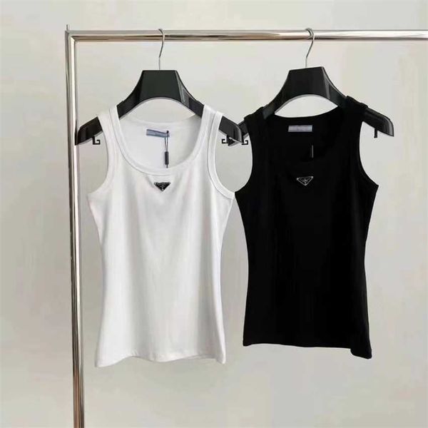 

home summer new metal triangle knitted tank elastic fit versatile, White