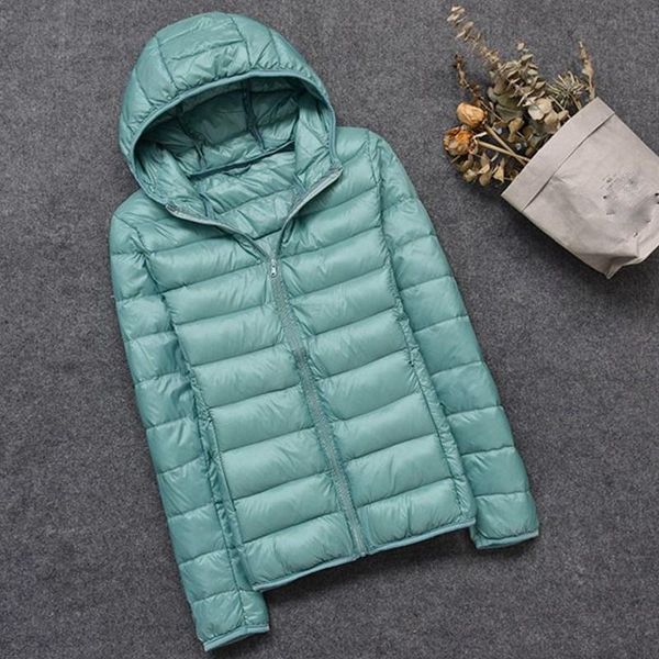 

parkas 2021 autumn winter jackets women white duck down jacket female thin hooded parkas ultra light portable down coats, Black