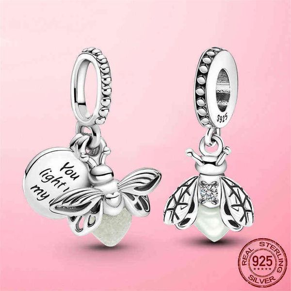 

new 925 sterling silver glow-in-the-dark firefly dangle charm pendant fit for original pandora bracelet 925 jewelry262g