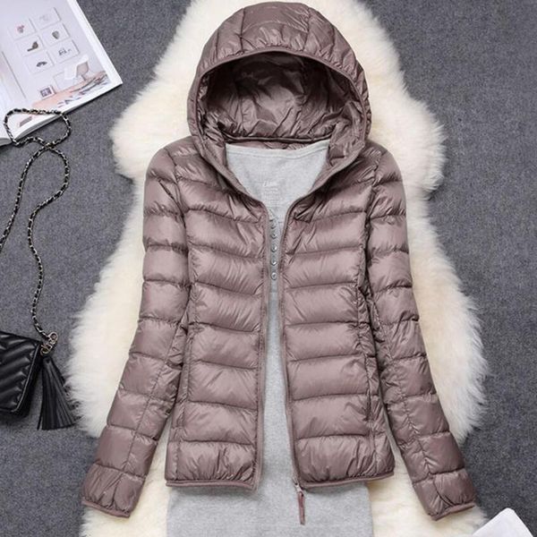 

parkas winter women's ultralight thin down jacket white duck down hooded jackets long sleeve warm coat parka female outwear, Black