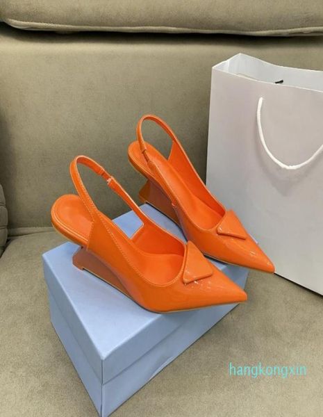 

2022 patent leather special heel 6cm slingback pumps sandals crystals satin series slippers sandals loafers muller shoes upper2240589, Black