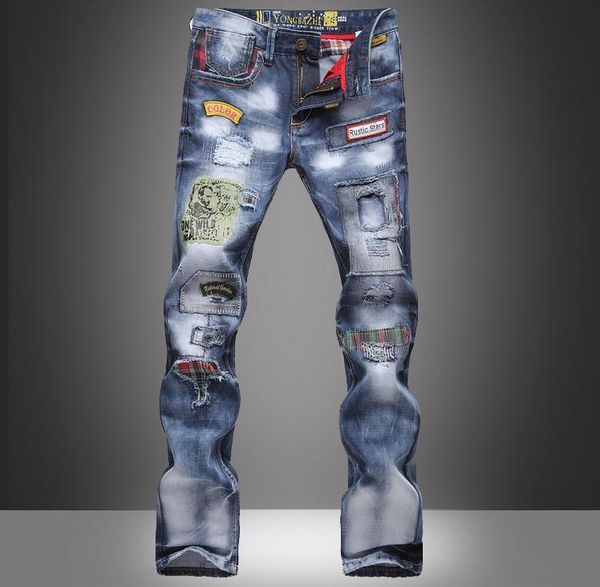 

pants 2022 fashion brand jeans men homme cotton street dance hip hop spot male cowboy ripped straight trousers hole hot, Black
