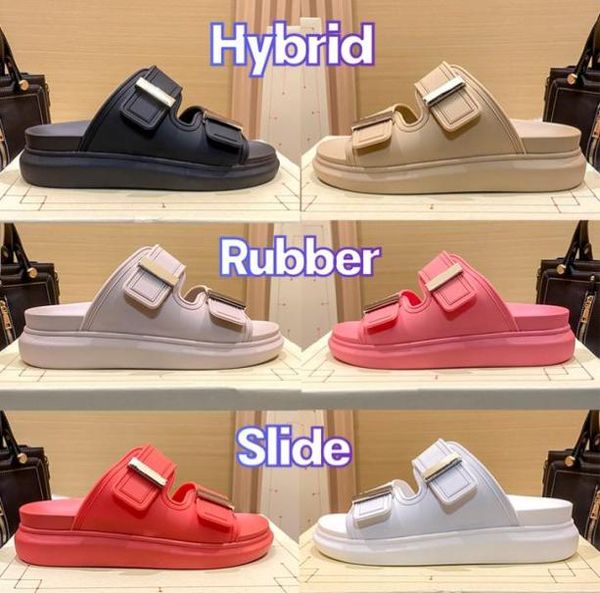

2022 new hybrid rubber slide designer sandals women shoes white black red sand tea rose yellow coral luxury slippers summer platfo2297085