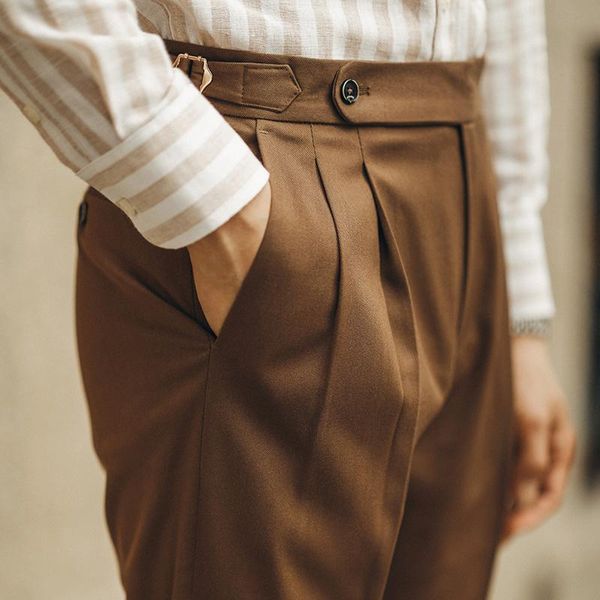 

blazers high waist straight pants mens 2021 new solid color coffee anti wrinkle casual solid color pants business versatile trousers men, White;black