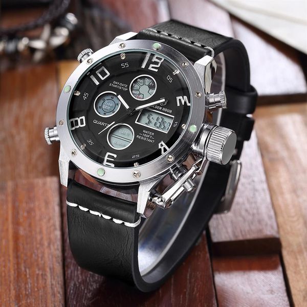 

goldenhour luminous leather mens watch reloj hombre sport military men's watches army man wrist watch relogio masculino316x, Slivery;brown