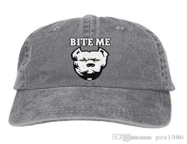 

pzx baseball cap for men and women bite me pitbull mens cotton adjustable jeans cap hat optional9126676, Blue;gray