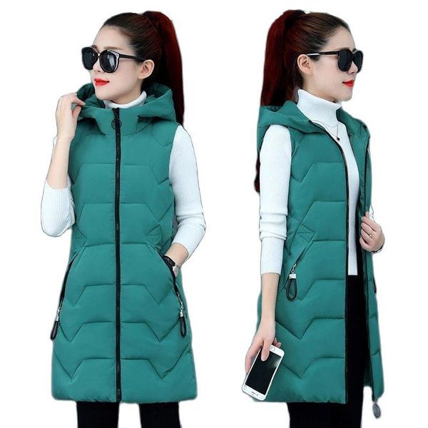 

vests 2022 new autumn winter hooded women's cotton vest middle length payment fashion loose ladies cotton vest jacket, Black;white