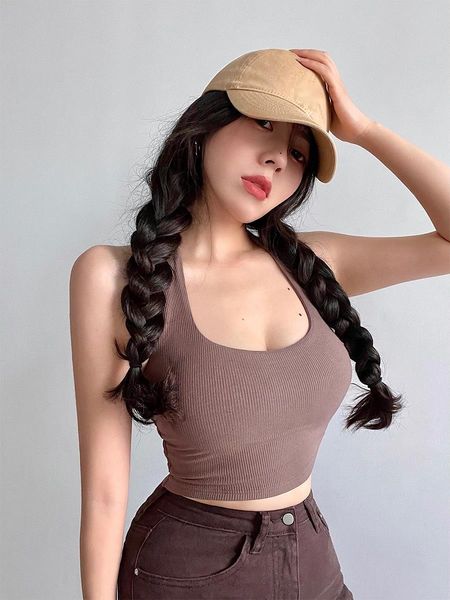

tanks womengaga girl backless tight skinny solid color short vest tank fashion korean women sweet v2j4, Black;white