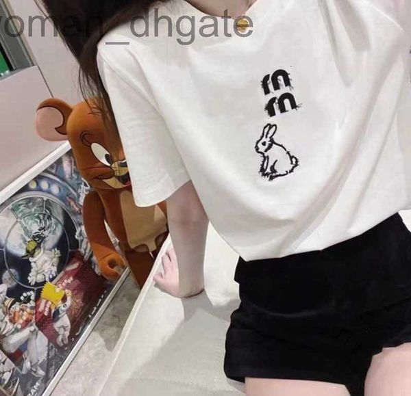 

women's t-shirt designer 23ssm * iu home summer new little rabbit embroidery letter short sleeve female slim fit cute t-shirt hair prtt, White
