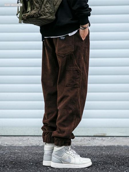 

pants american fashion streetwear corduroy casual trousers japanese harajuku harem jogging pants korean joggers kpop men, Black
