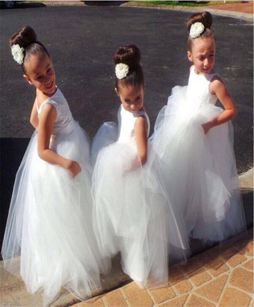 

new flower girl dresses v back ball gown communion party pageant dress for little girls kidschildren dress for wedding1547393, White;blue