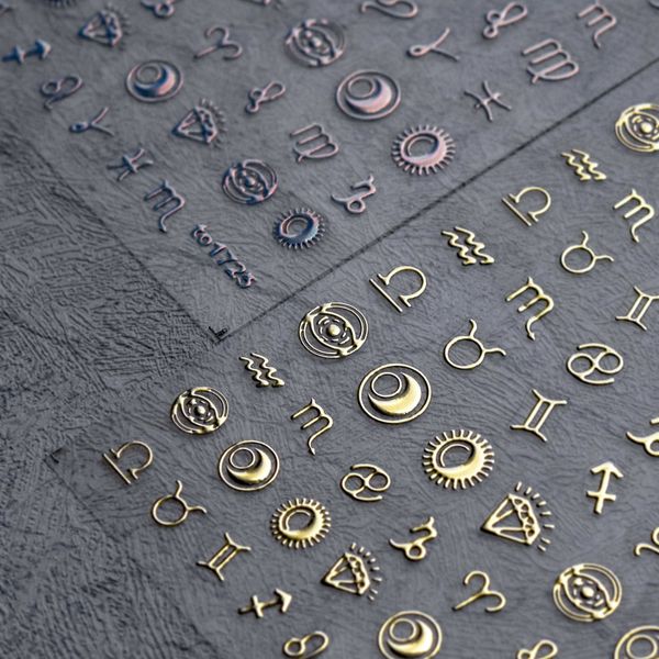 

stickers decals 1pcs 5d engraved bronzing silver gold constellation nail sticker nail art decoration stickers diy transfer decals tips manic, Black